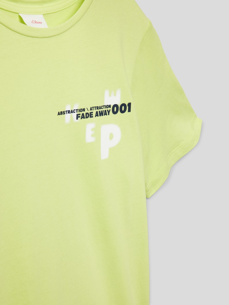 T-Shirt aus Baumwolle mit Statement-Print in apfelgrün