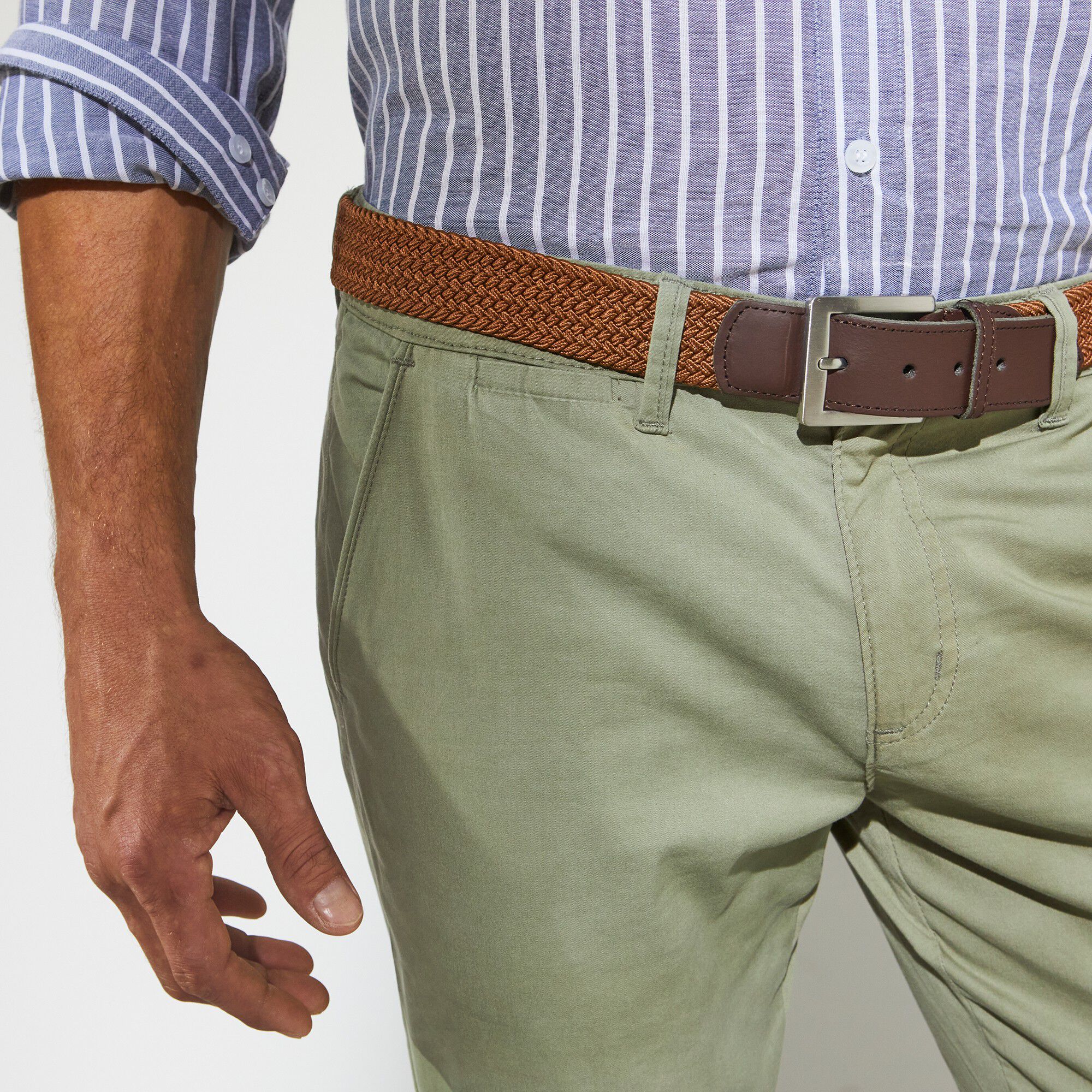 Pantalon chino uni sergé stretch grand confort