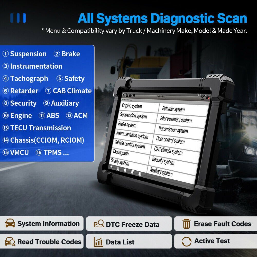 Brotos® Kfz-Diagnosegerät LKW Trucks Profi Diagnose Gerät mit Koffer und Adapterset