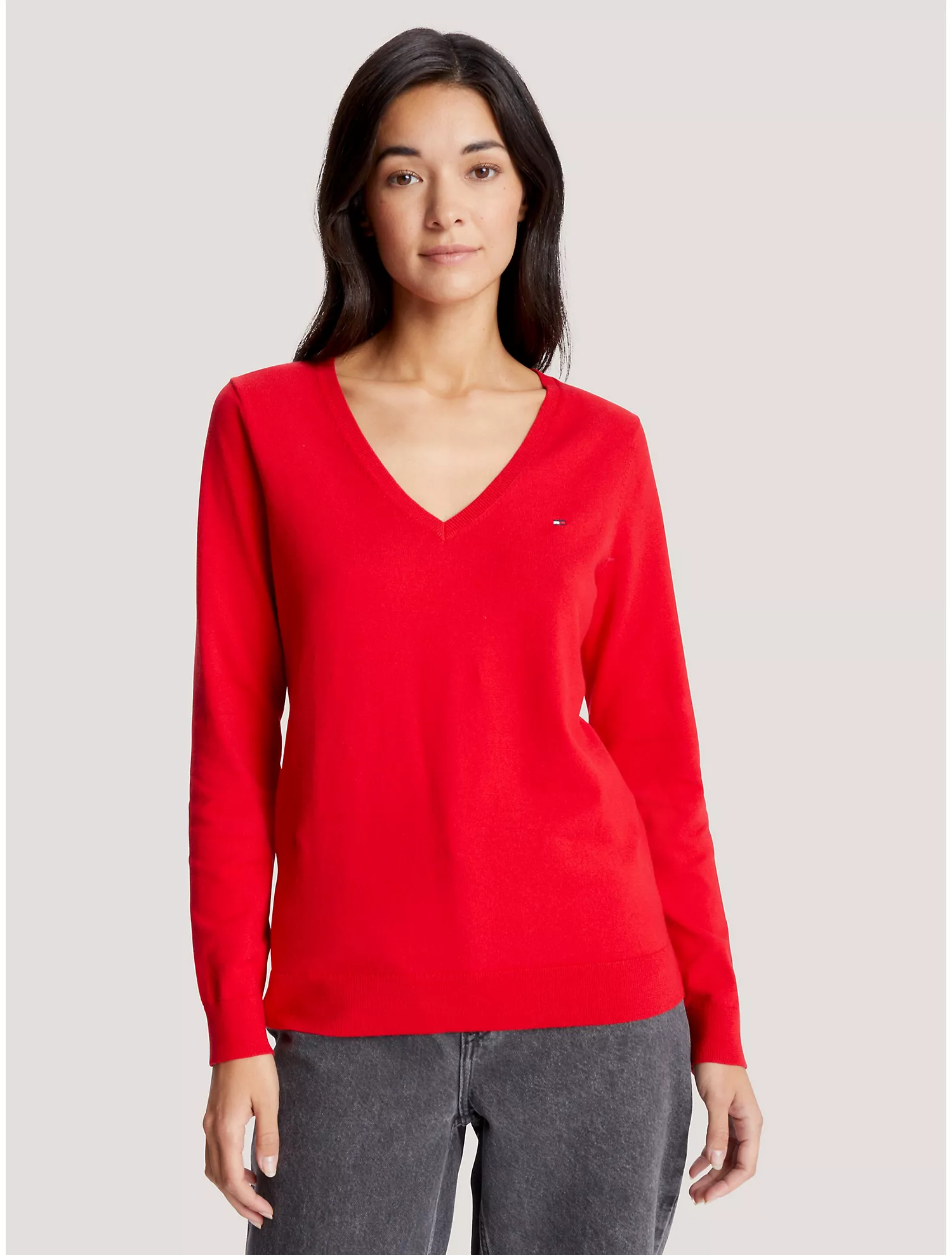 Solid V-Neck Sweater