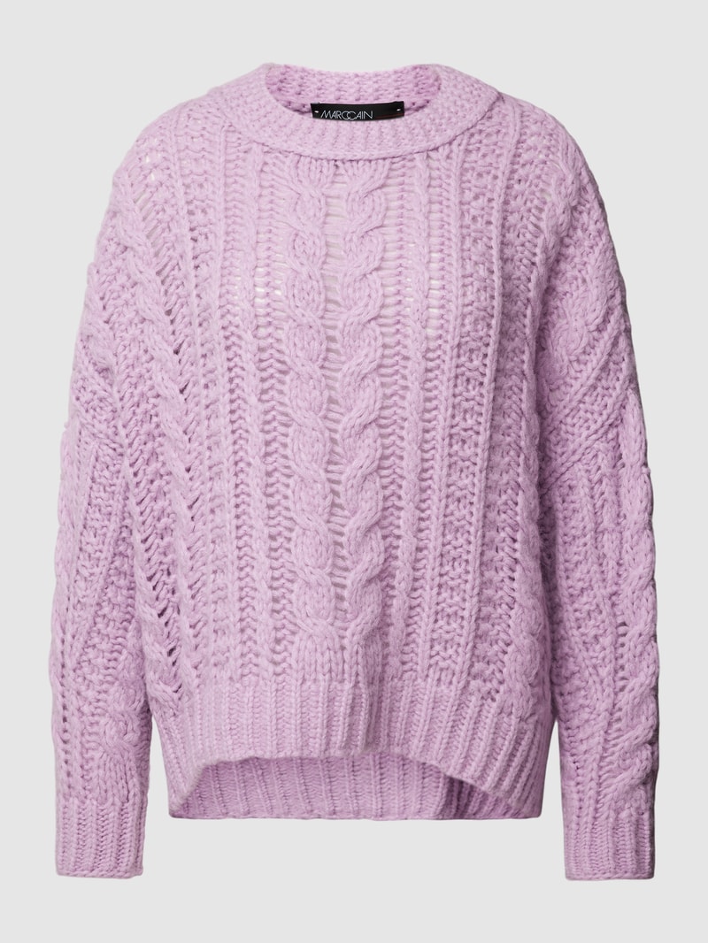 Strickpullover mit Zopfmuster in flieder