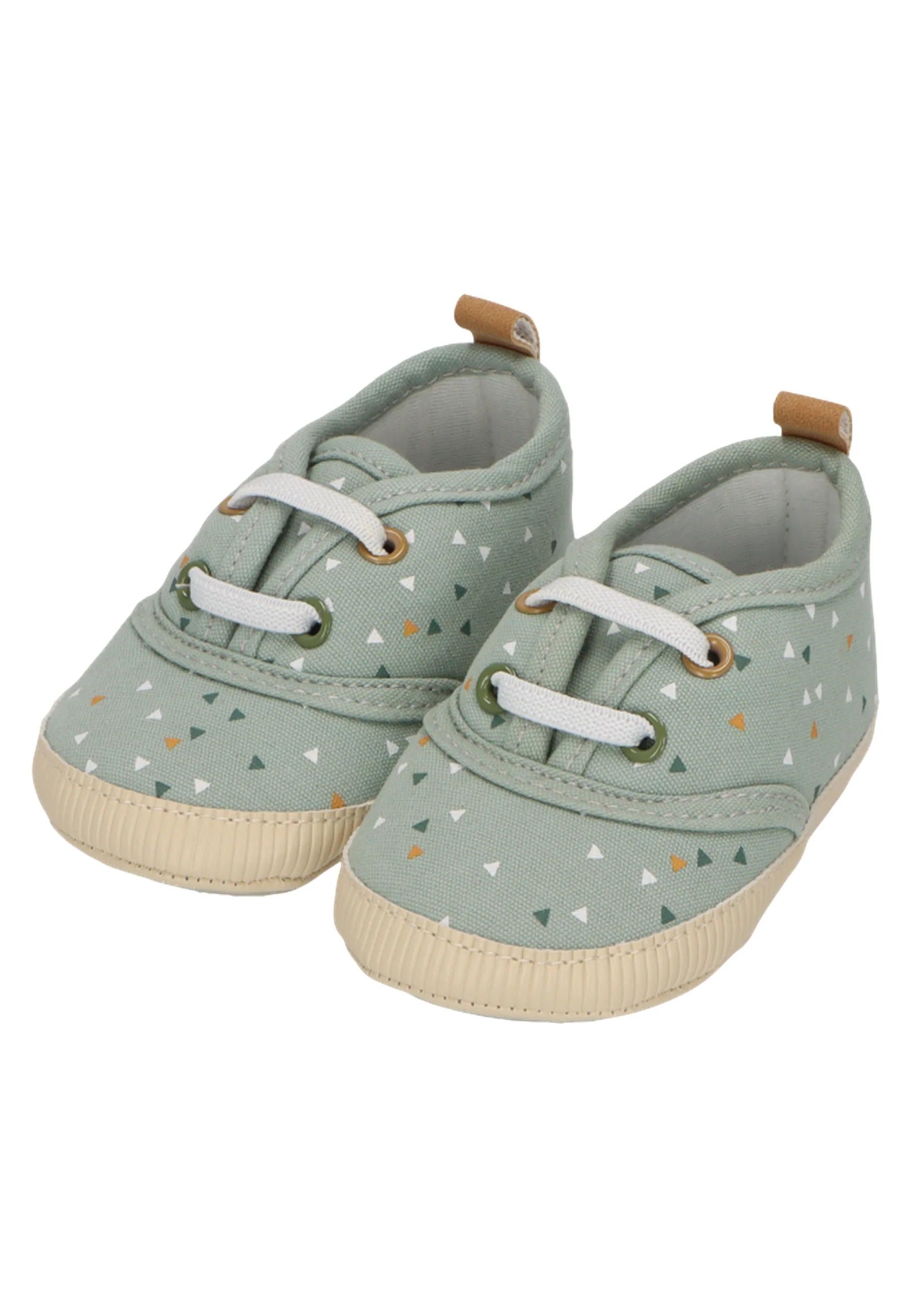 Babyschuh mit elastischen Schnürsenkeln in steingrün