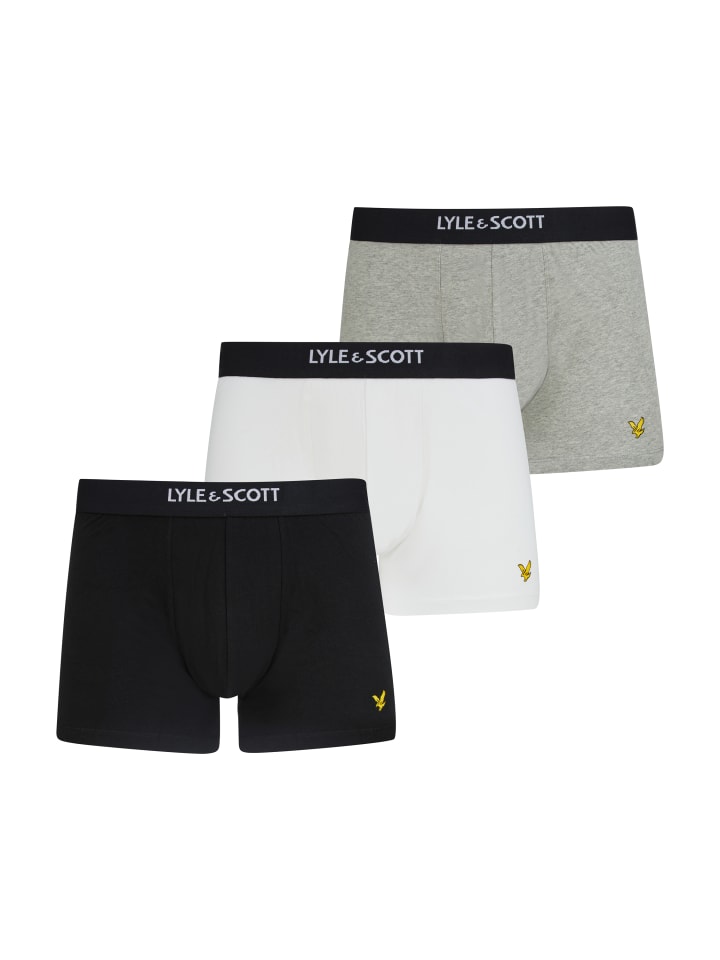 Lyle & Scott Boxer 3-Er Set in Weiß/Grau meliert/Schwarz günstig kaufen S