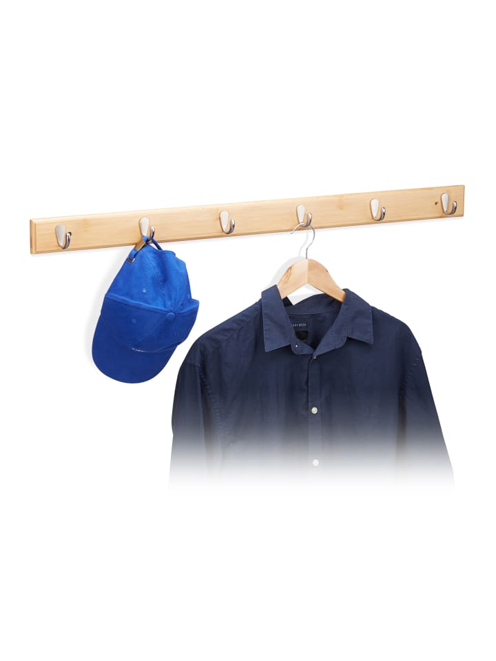 relaxdays Hakenleiste 6 Haken in Natur günstig kaufen onesize