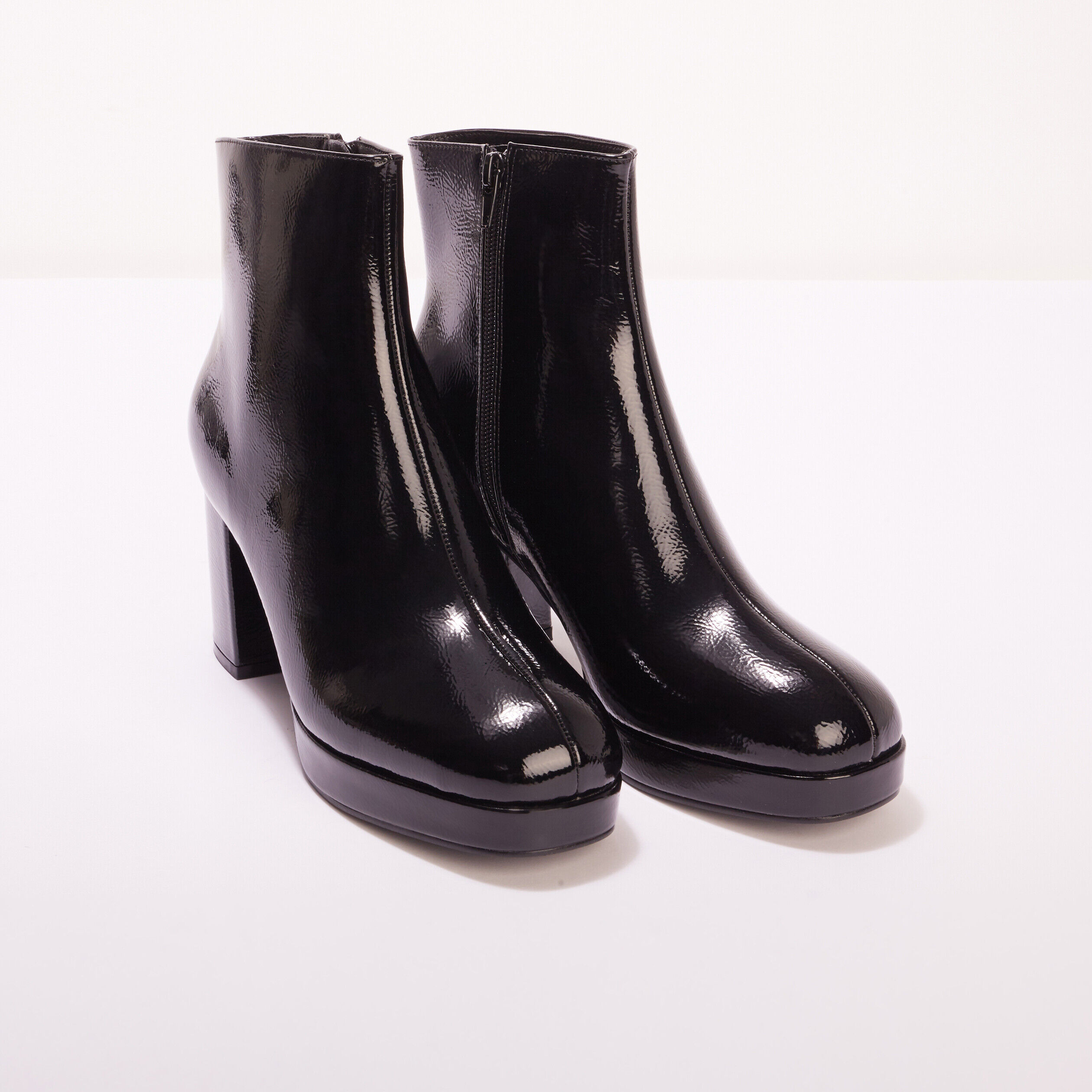 Bottines vernies talon haut noir femme | Cache Cache
