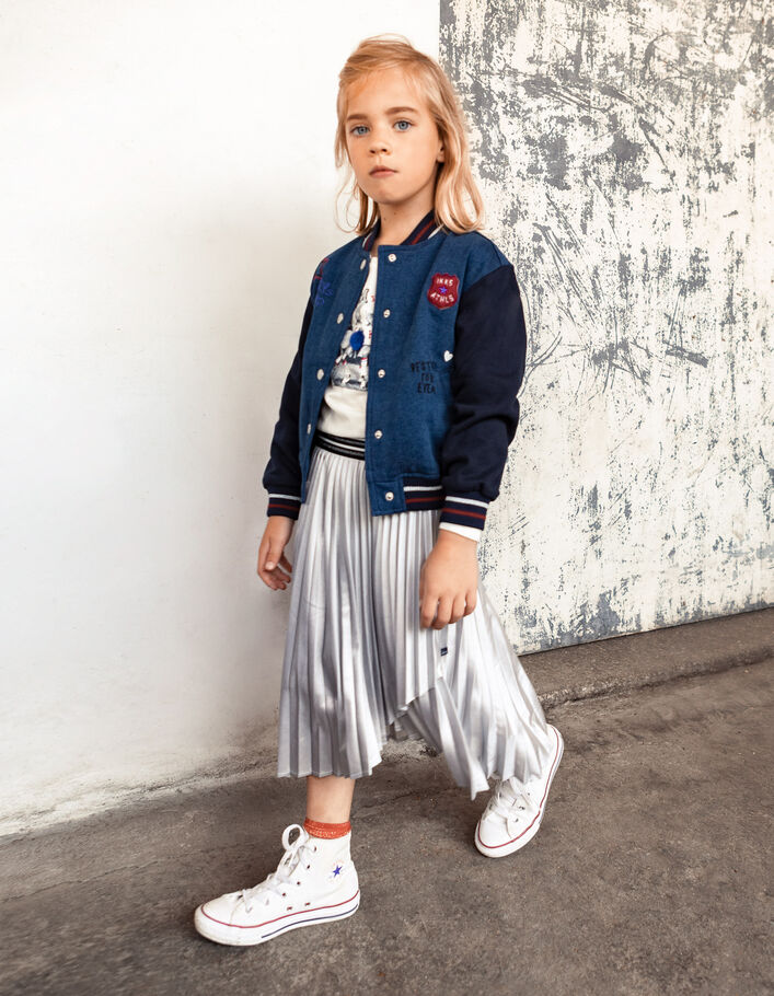 Jupe asymétrique argent plissée fille