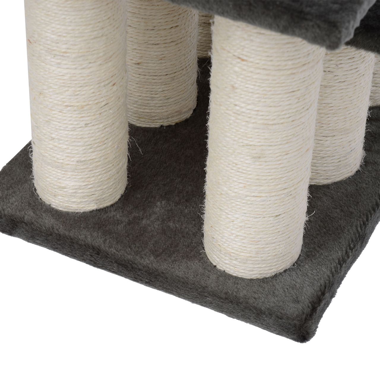 PawHut Tiertreppe Katzentreppe 3 Stufen Hundetreppe Treppe für Katze und Hunde Plüsch Dunkelgrau 45 x 35 x 34 cm