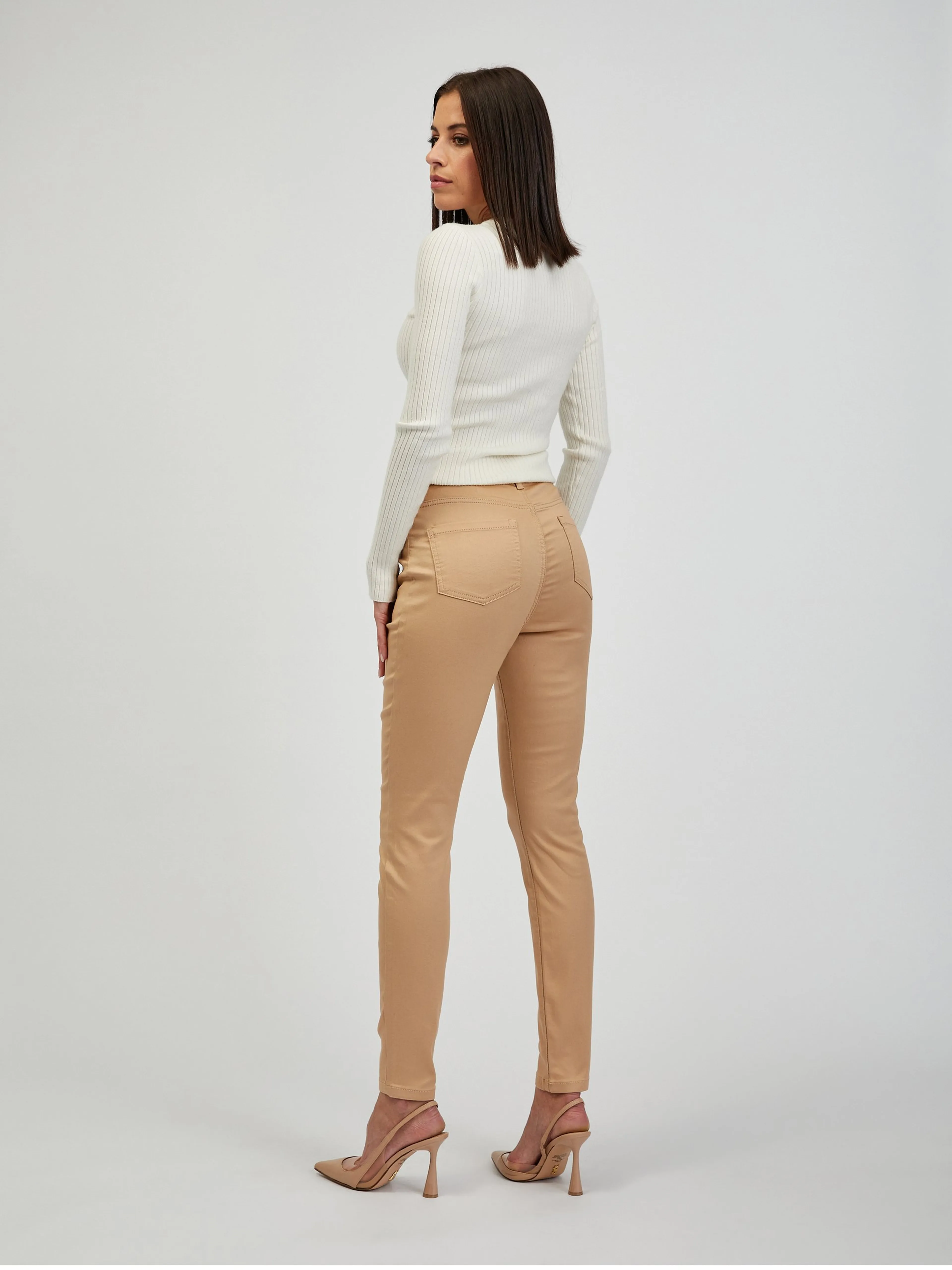Beigefarbene Skinny Fit Damen Hose ORSAY Paul