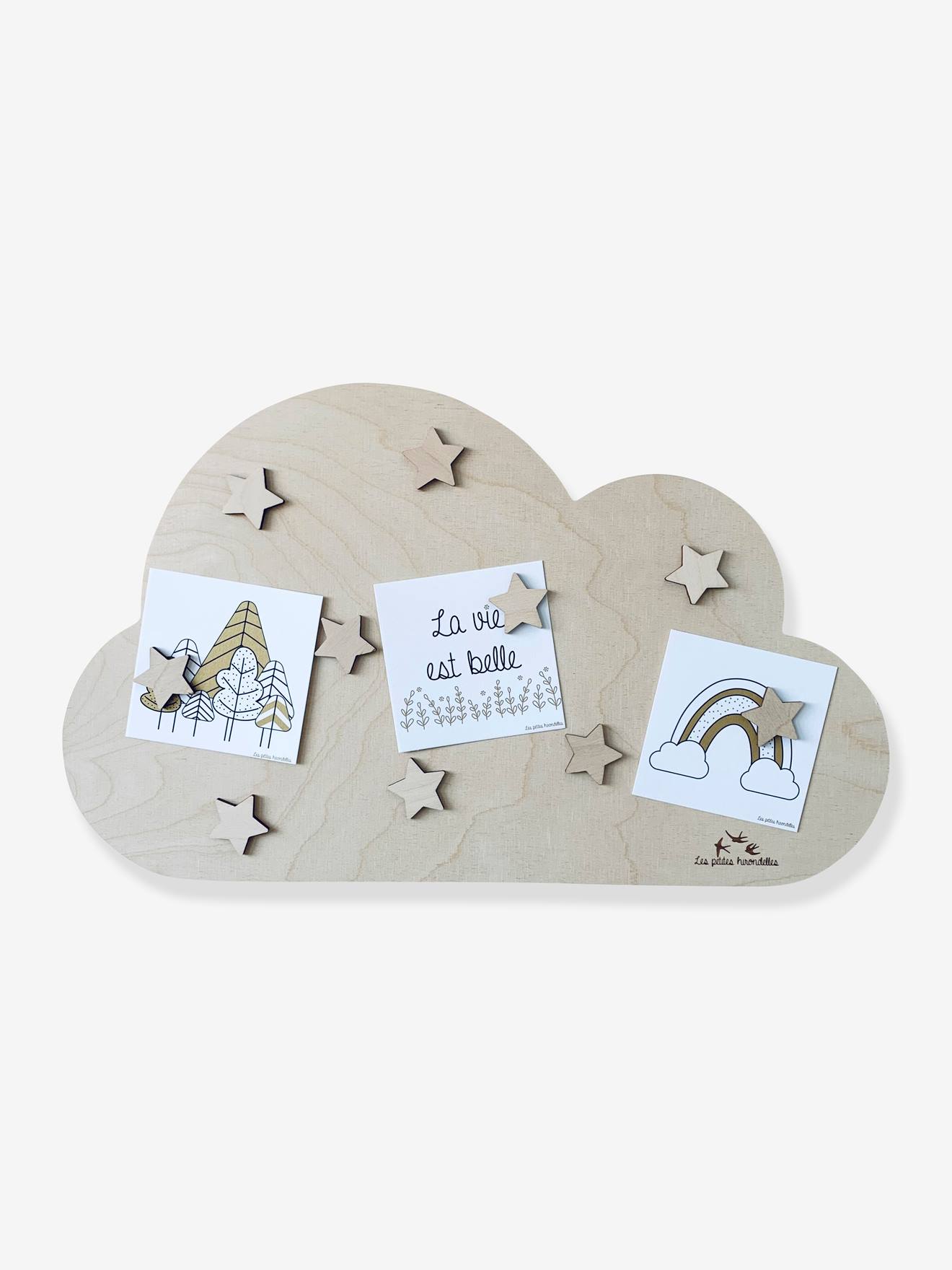 Les Petites Hirondelles Kinderzimmer Pinnwand WOLKEN & STERNE LES PETITES HIRONDELLES - natur