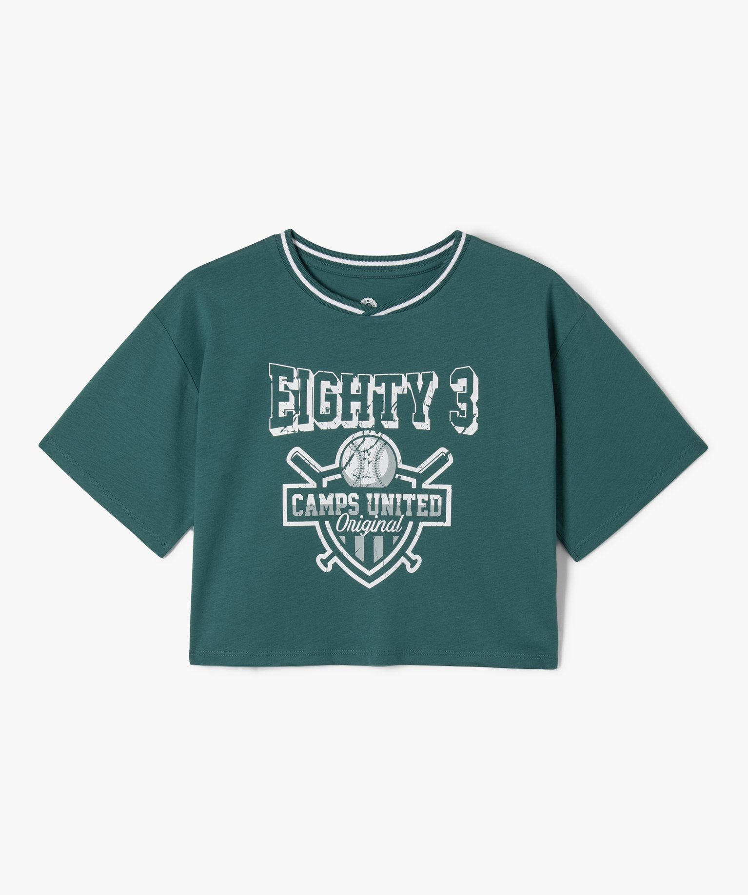 Tee-shirt court à manches courtes avec motifs fille - Camps... vert | GEMO