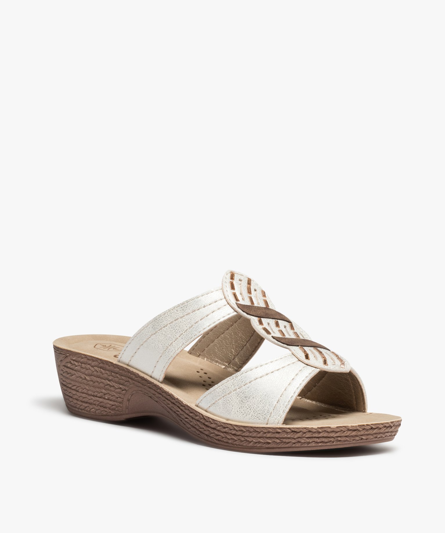 Mules femme confort dessus à brides ornées de strass blanc | GEMO