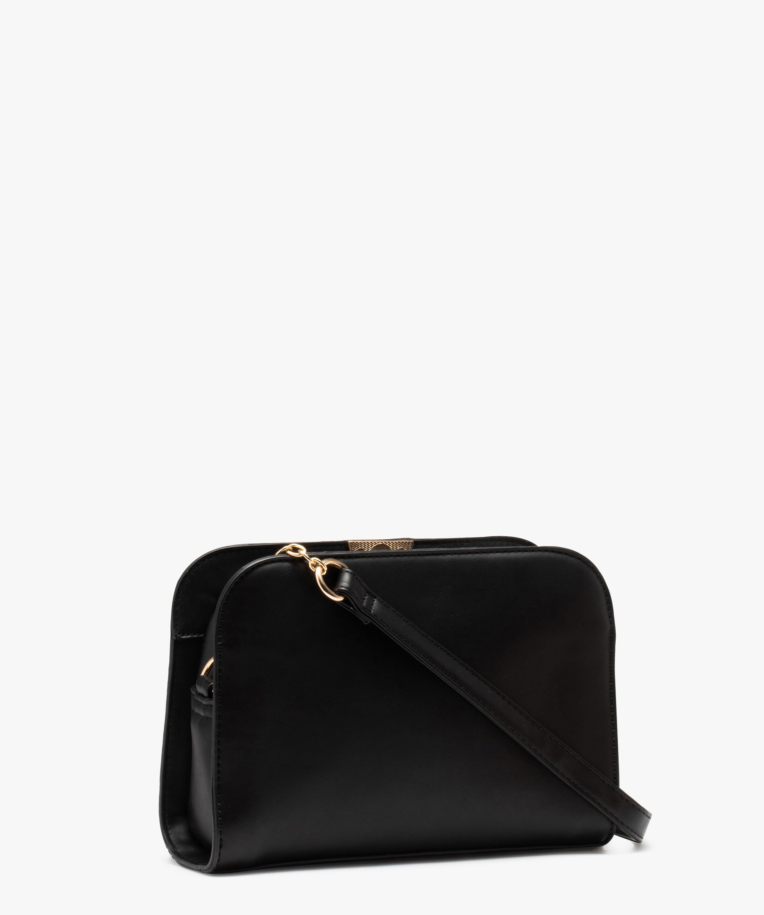 Sac bandoulière petit format à détails dorés noir | GEMO