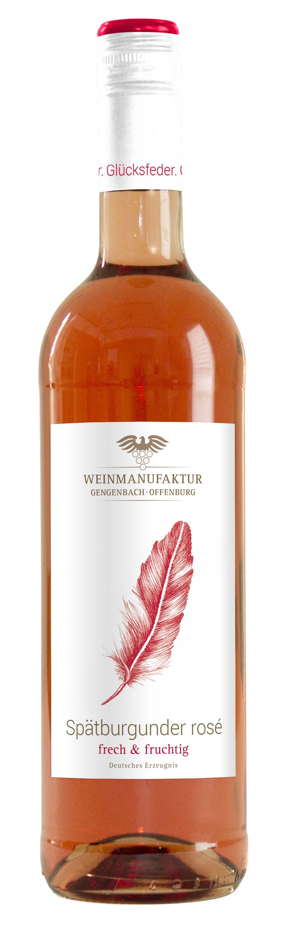 Weinmanufaktur Gengenbach-Offenburg Glücksfeder Spätburgunder Rosé Qualitätswein 0,75L 2022