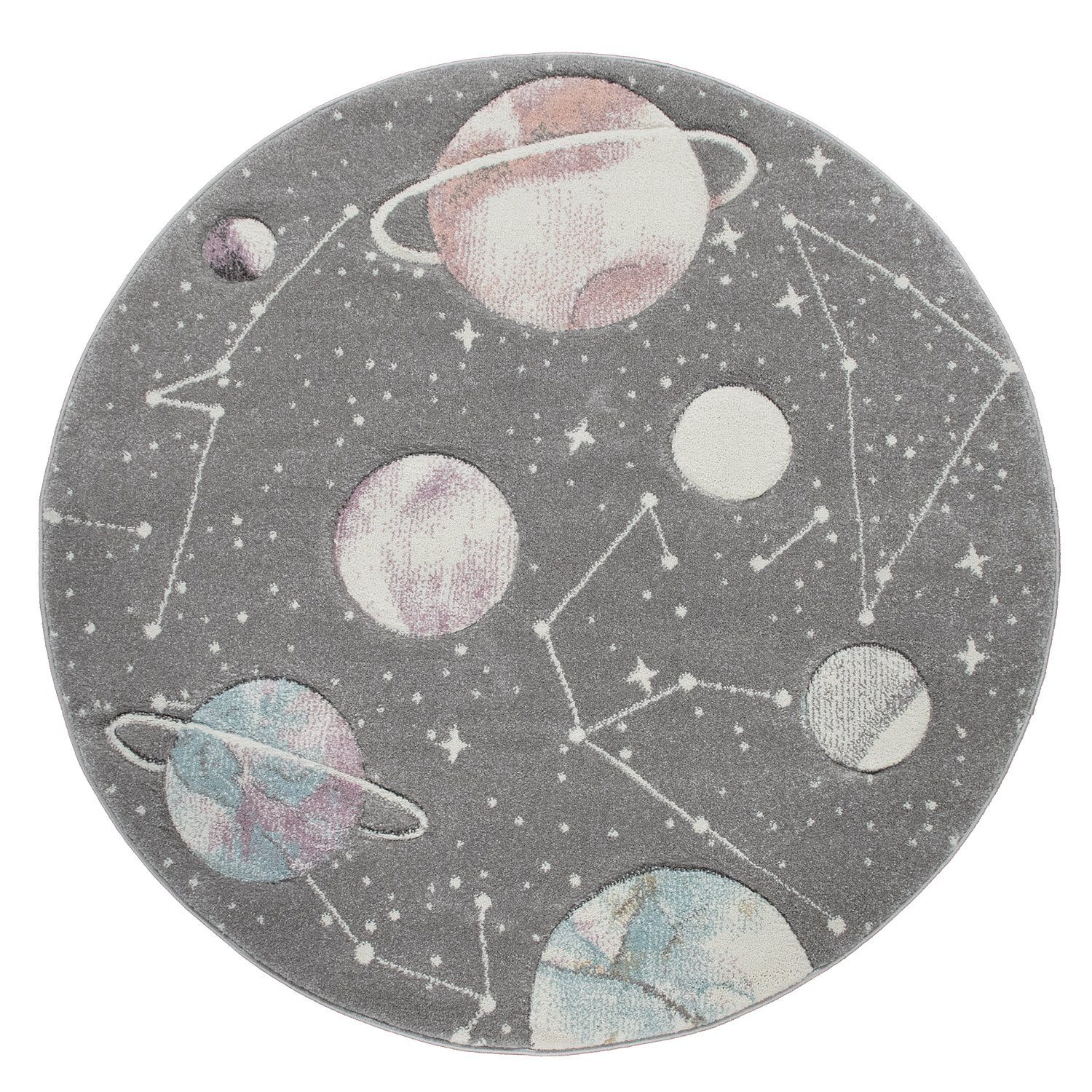 Kinderteppich Kinderteppich Spielteppich Mit Planeten Und Sternen, TT Home, rechteckig, Höhe: 17 mm