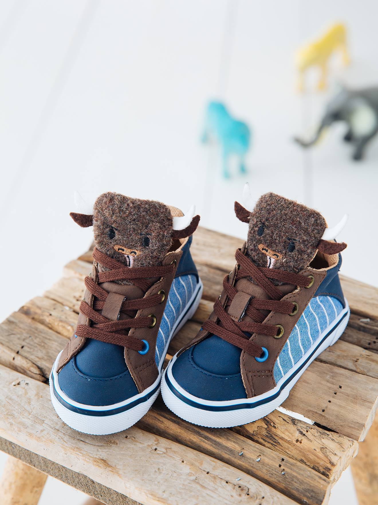 Vertbaudet Jungen Baby Sneakers mit mittelhohem Schaft - blau