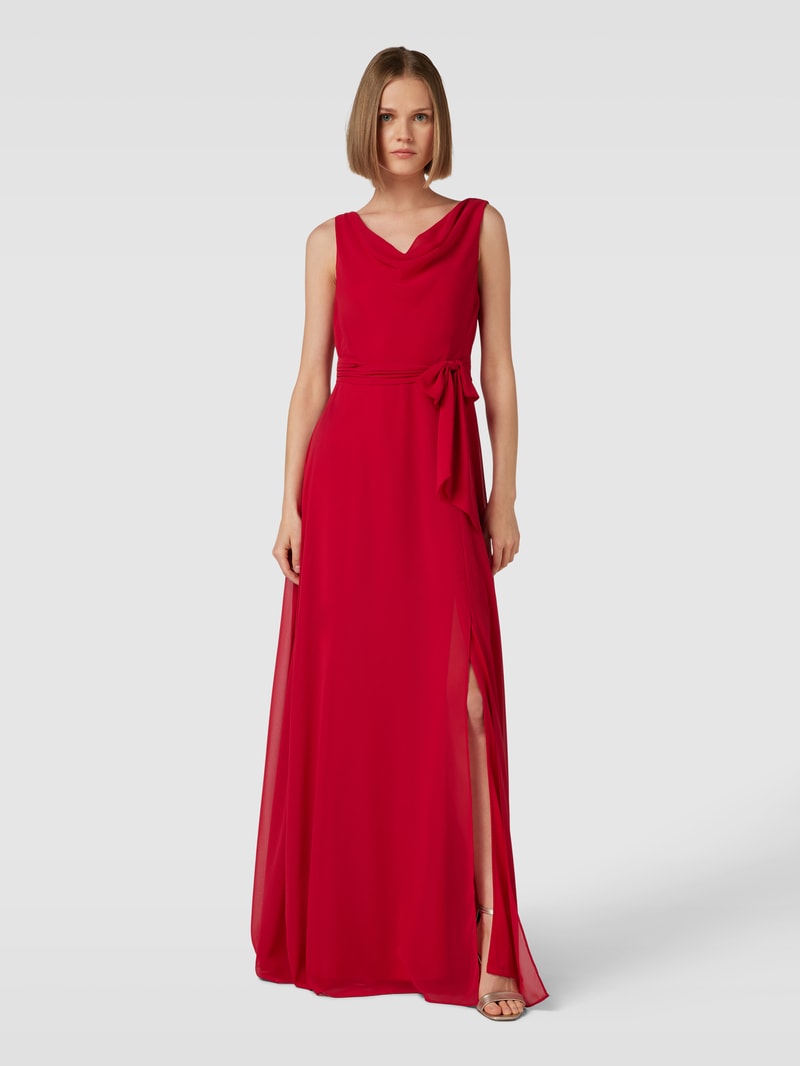 Abendkleid mit Wasserfallausschnitt in rot