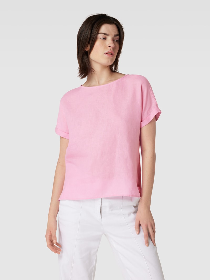 Leinenbluse mit U-Boot-Ausschnitt in pink