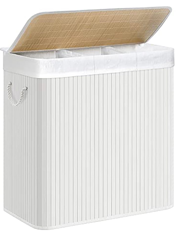 Songmics Wäschekorb in Weiß/ Hellbraun - (B)60 x (H)61,5 x (T)40 cm günstig kaufen onesize