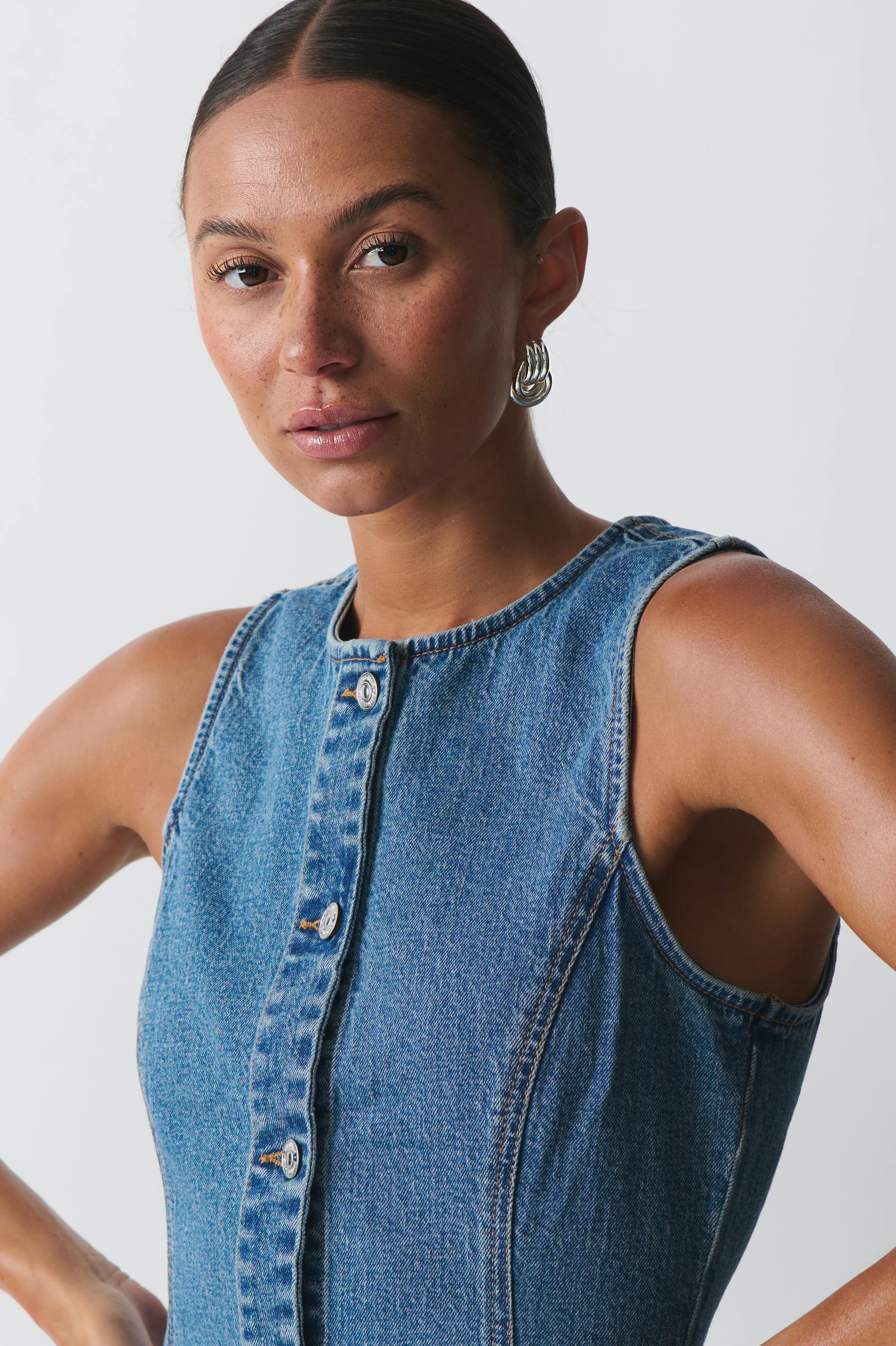 Tailored denim vest