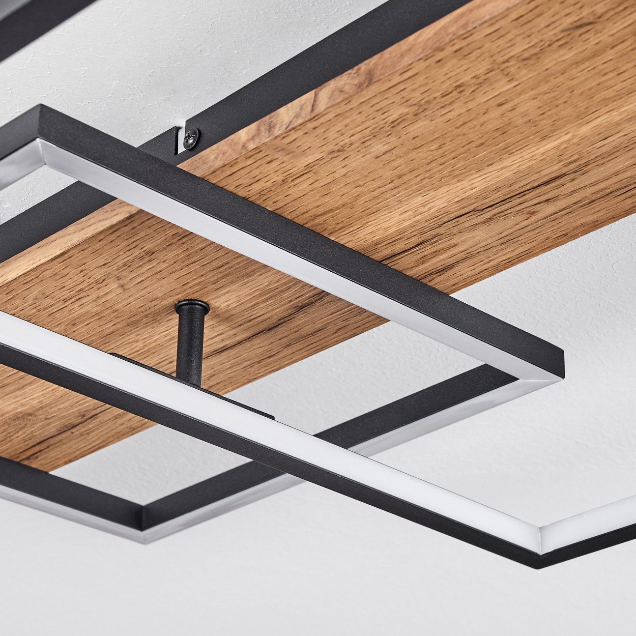 hofstein Deckenleuchte Palermo dimmbare Deckenlampe aus Metall/Holz, 3000 Kelvin