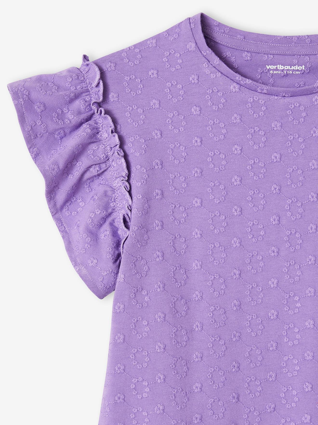 Vertbaudet Mädchen T-Shirt mit Volantärmeln Oeko-Tex - violett