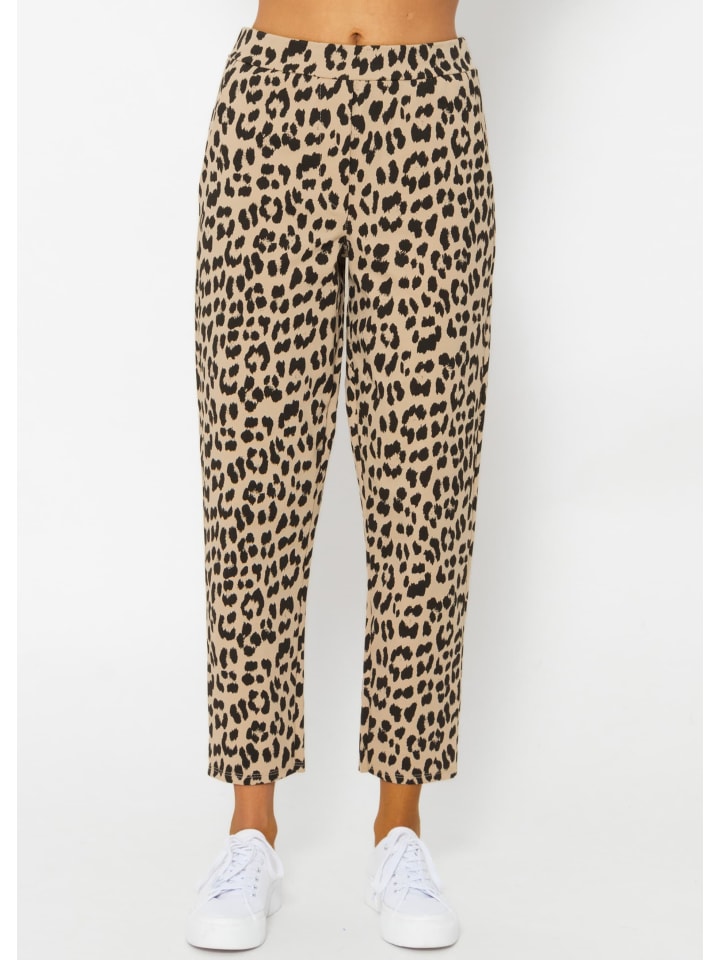 SASSYCLASSY Jersey Chino in Leo-Print in schwarz I camel günstig kaufen