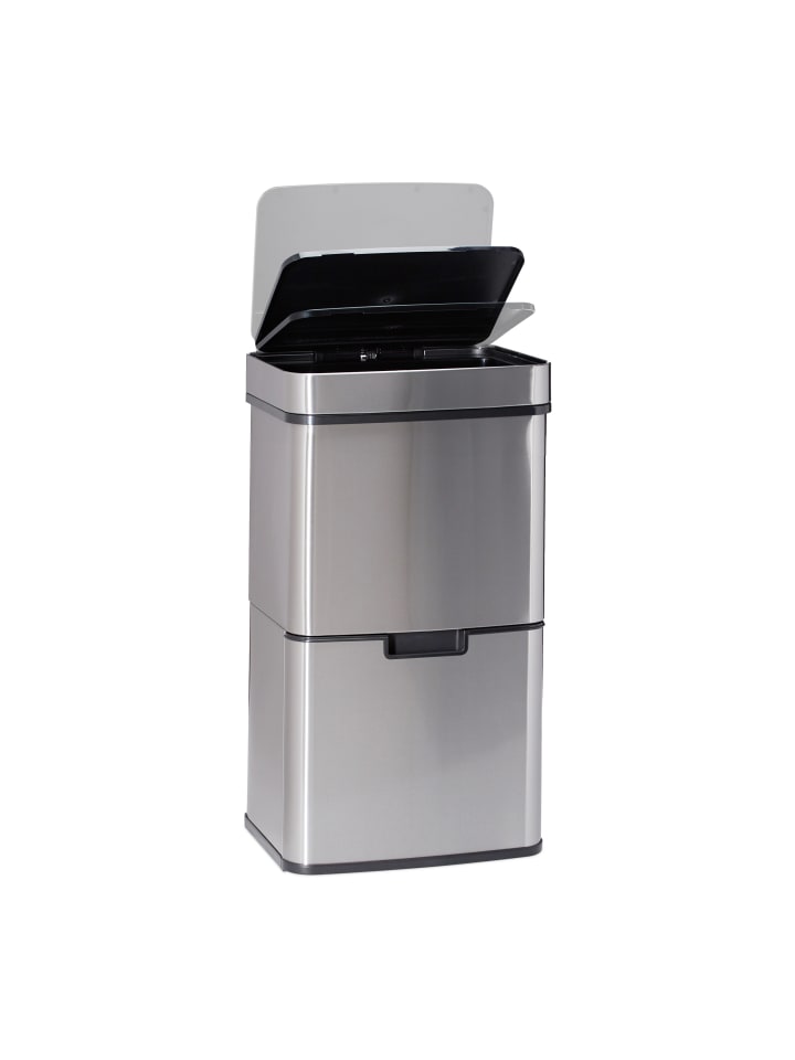 relaxdays Mülltrennsystem in Silber - 60l günstig kaufen onesize