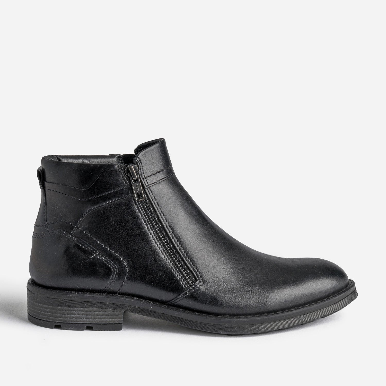 Boots noir en cuir à double zip