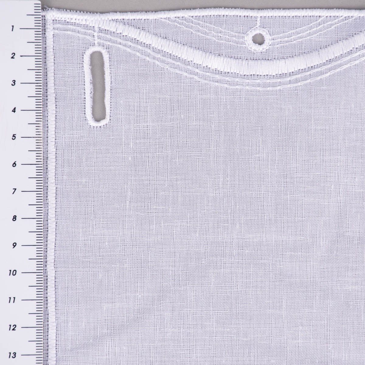 Meterware Scheibengardine nähfrei Stickerei Leinenlook weiß 30cm, SCHÖNER LEBEN., leicht perforiert, Stickerei/Stickstoff, bestickt, pflegeleicht
