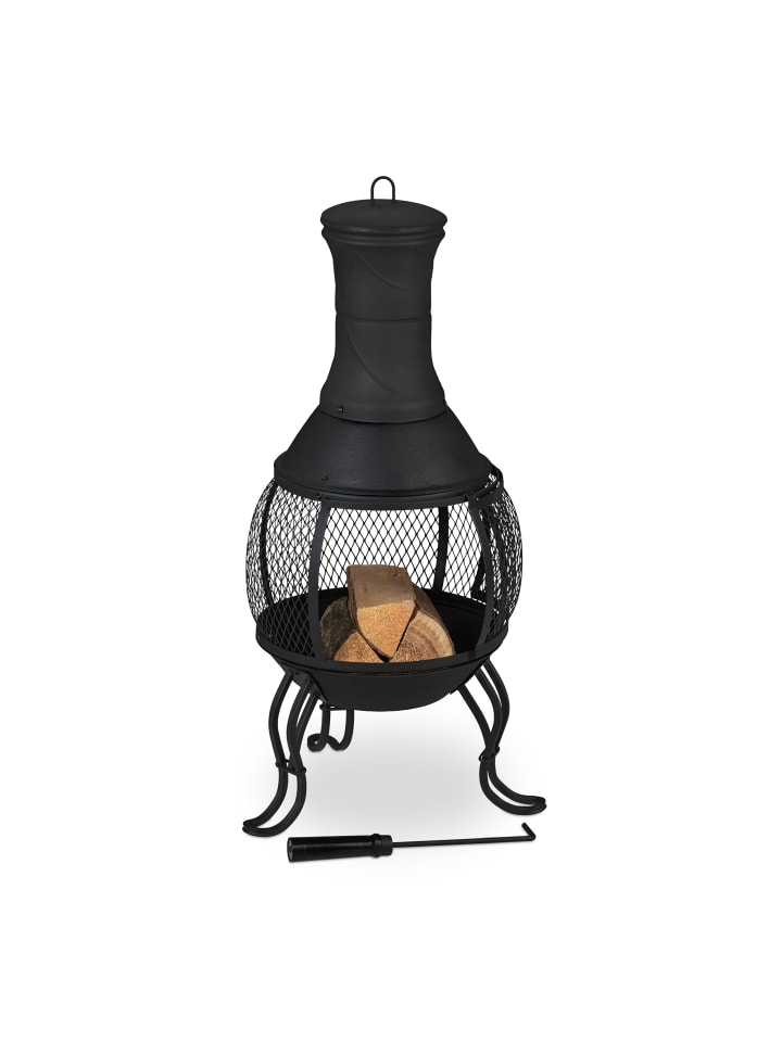 relaxdays Terrassenofen in Schwarz - (H)88 x Ø38 cm günstig kaufen onesize