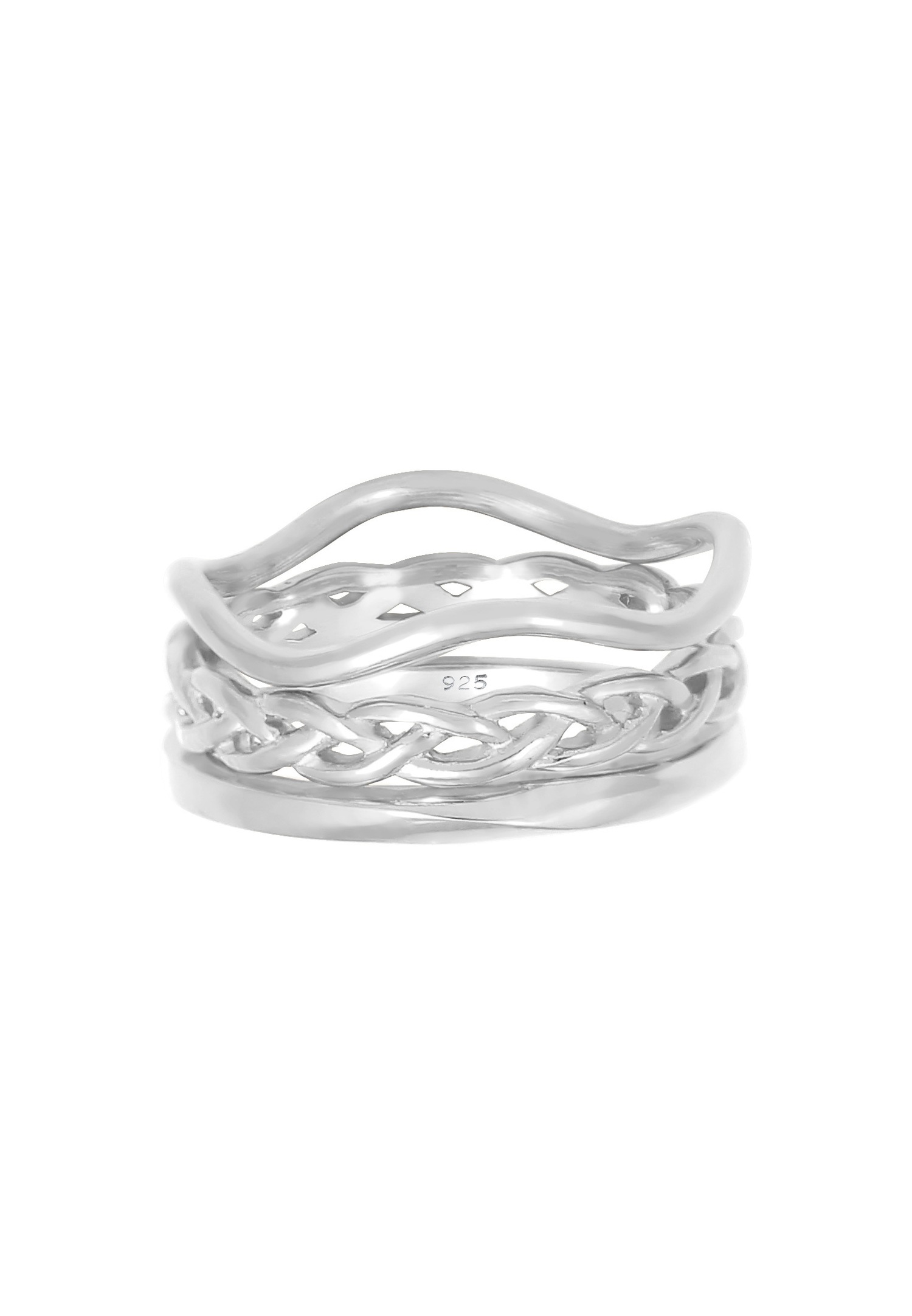 Dámsky prsteň Elli Ensemble Wave Braided Minimal - (925/1000) striebro