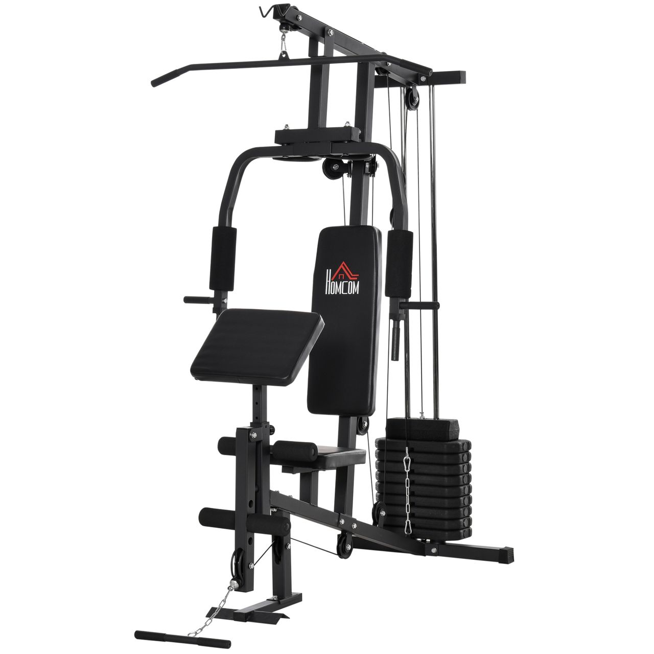 HOMCOM Gym Kraftstation Fitnessstation Multigym inkl. Gewichten Metall Schwarz