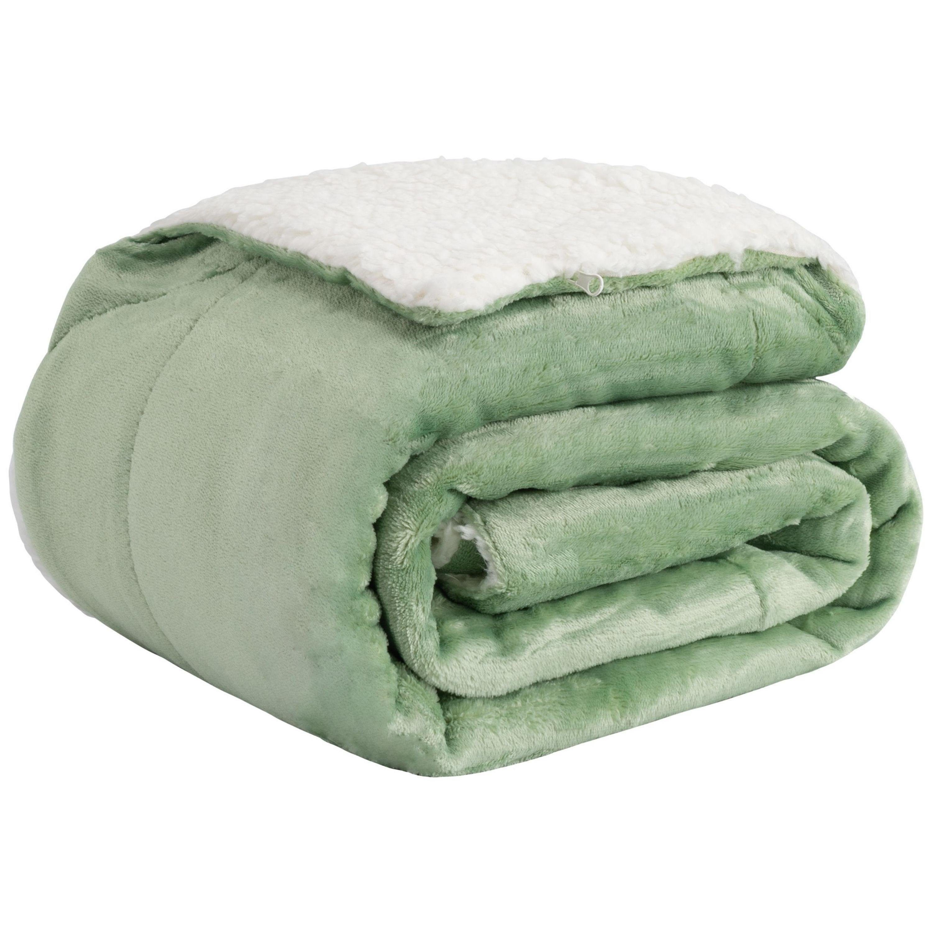 Wohndecke Cloudy Decke Sofa Kuscheldecke warm Sherpa Couchdecke mit Ecktasche, Basisstoff, mit Reißverschluss Ecktasche
