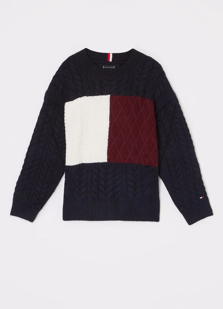Gruby sweter Tommy Hilfiger z tkanym logo