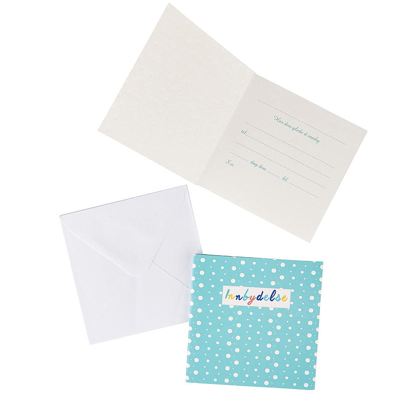 Invitasjonskort m/konvolutt 6-pk doble turkis