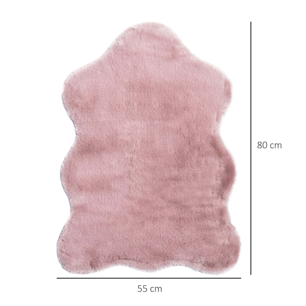 HOMCOM Kunstfell Hochflor Altrosa 80 x 55 x 3 cm