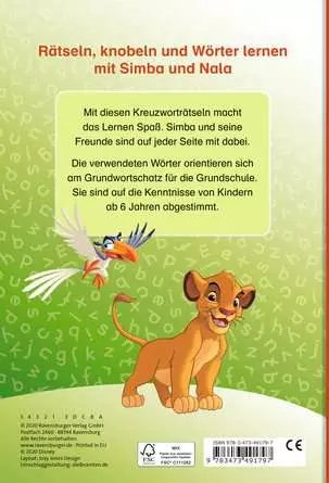 Disney Der König der Löwen: Kreuzworträtsel zum Lesenlernen