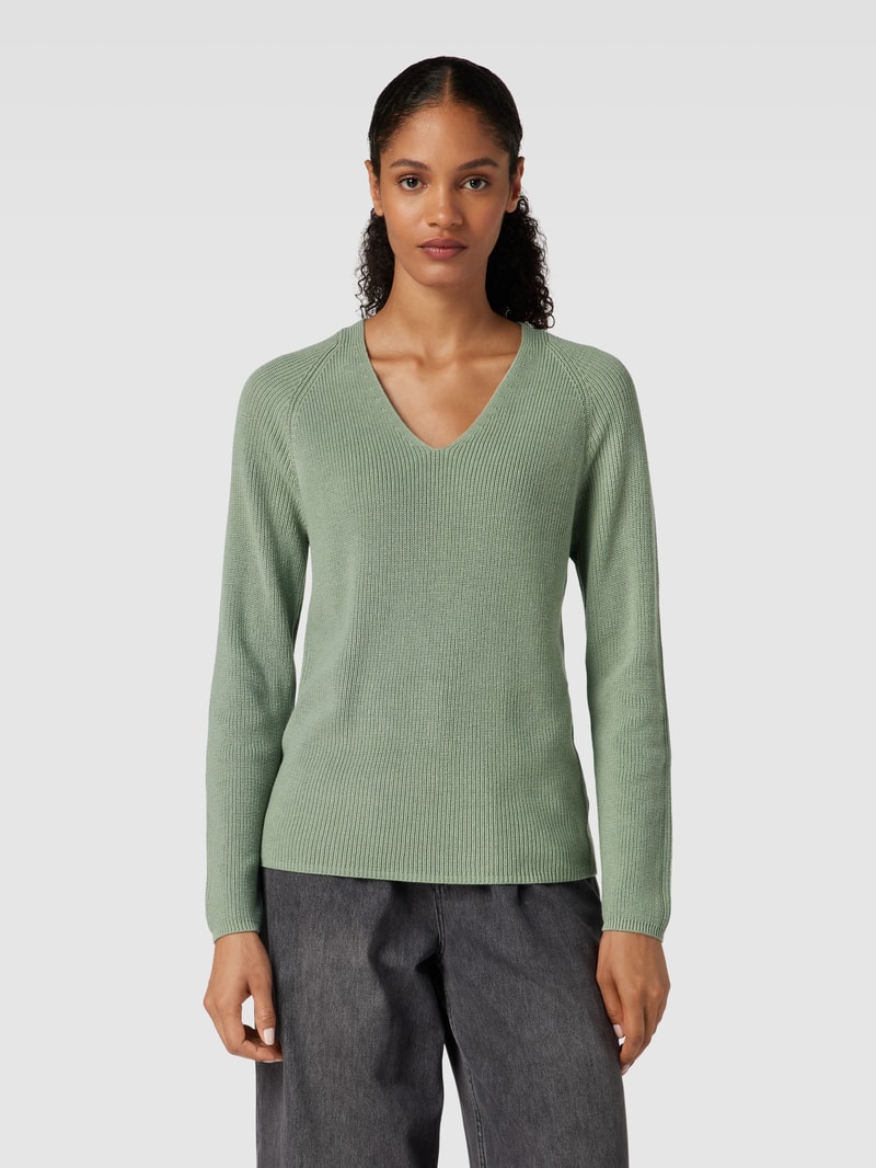 Strickpullover mit V-Ausschnitt in hellgrün
