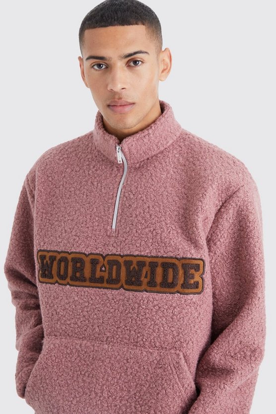 Oversize Sweatshirt mit 1/4 Reißverschluss und Bouclee-Applikation