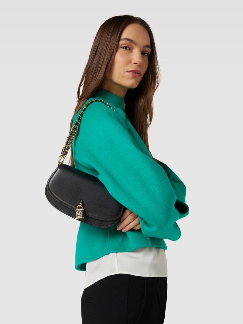 Handtasche mit Label-Applikation Modell 'MILA' in black