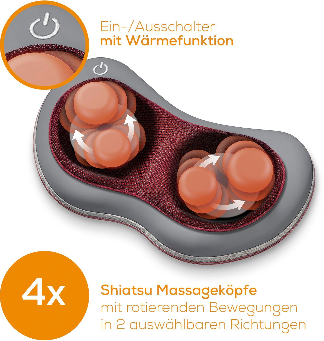 BEURER Shiatsu-Massagekissen MG 149, Wohltuende Shiatsu Massage