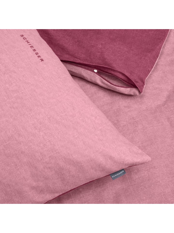 Schiesser Feinbiber-Bettwäscheset Doubleface in Rosa günstig kaufen