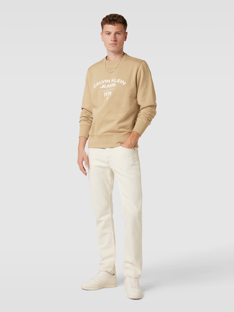 Sweatshirt mit Label-Print Modell 'VARSITY' in sand