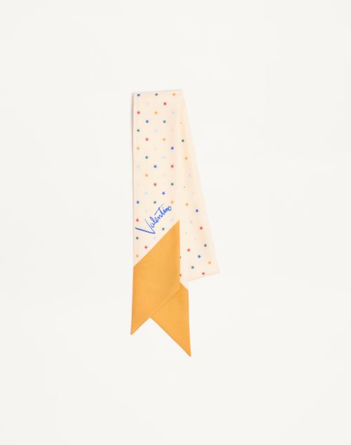 Faixa de lenço de seda multicolorida com estampa de estrelas