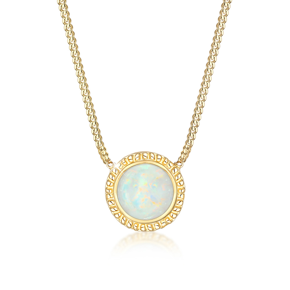 Elli Elli Collier Vintage Boho Synthetischer Opal Trend 925er Silber collier