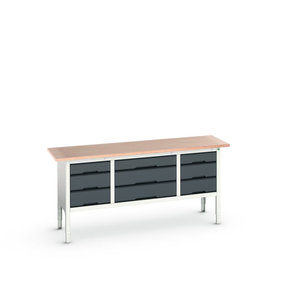 Banc de lucru reglabil Bott 16923033.19 Verso 2000x600x830-930mm Placaj 9 sertare RAL 7016