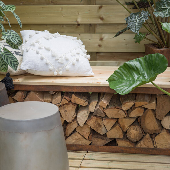 Holzlagerbank Tyr, 120 cm