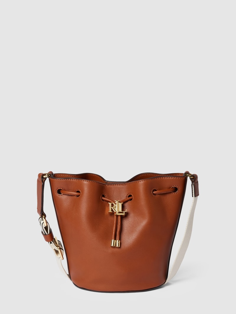 Bucket Bag mit Label-Detail Modell 'ANDIE' in cognac