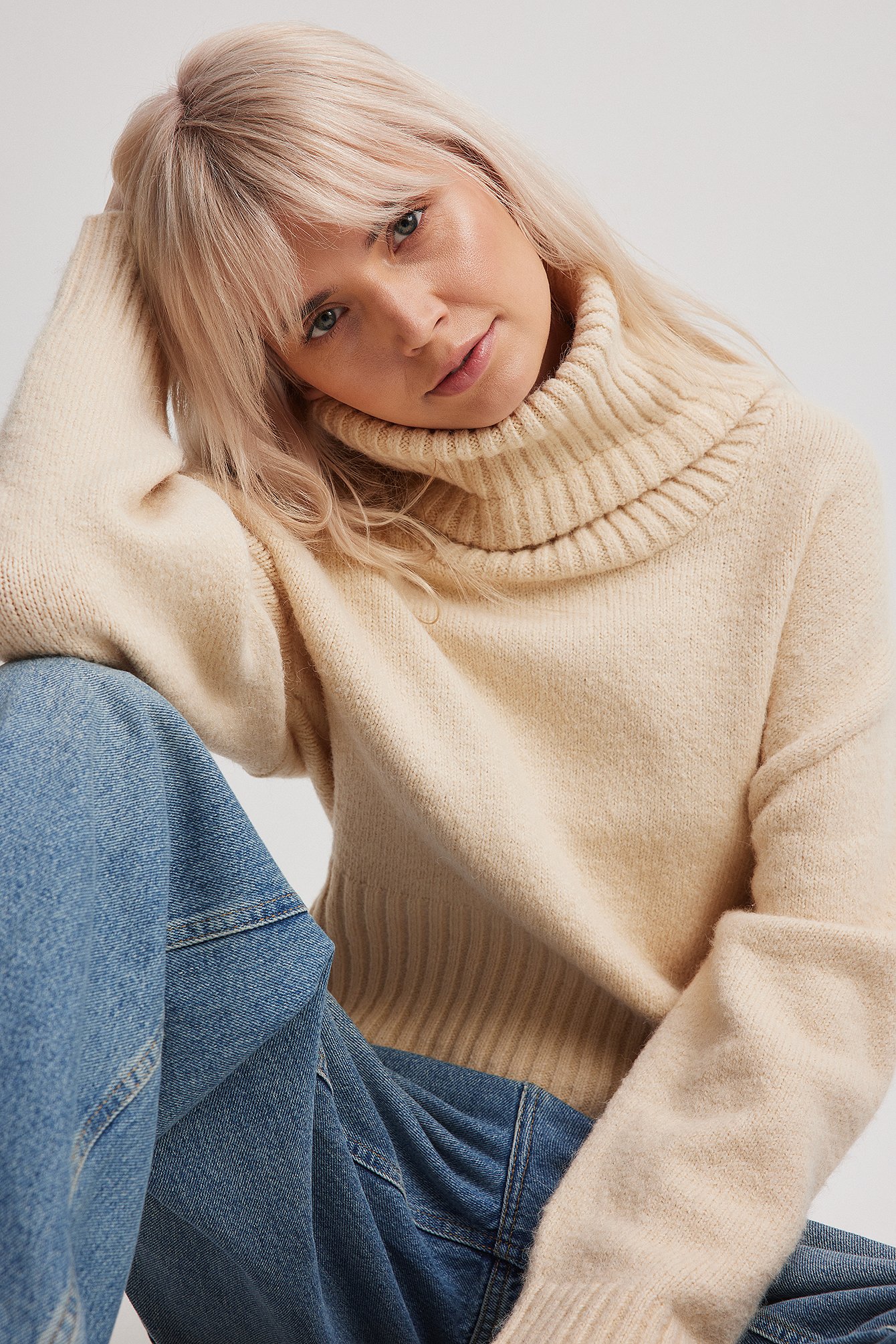 Strickpullover mit Rollkragen