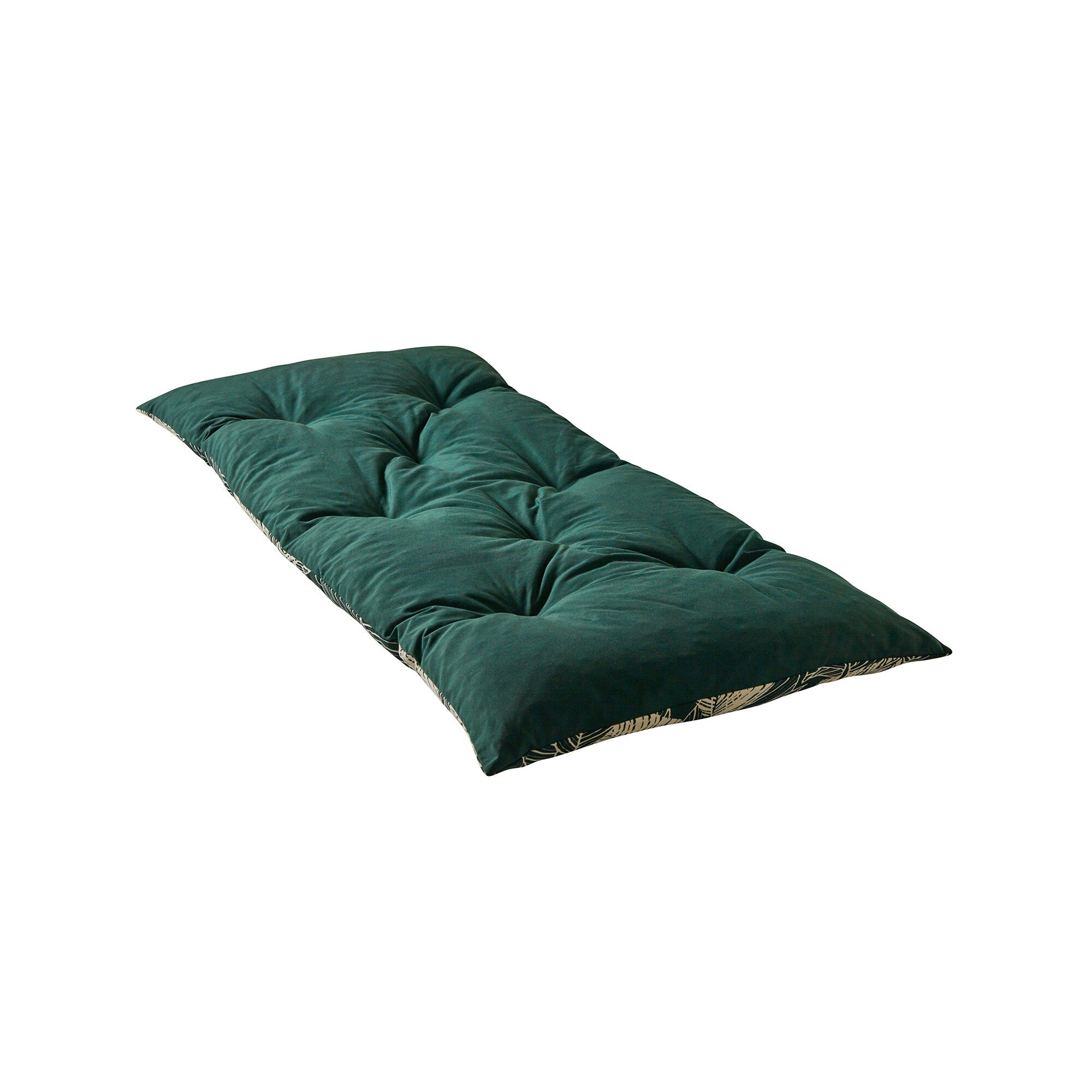 Long coussin déco coton imprimé feuillage